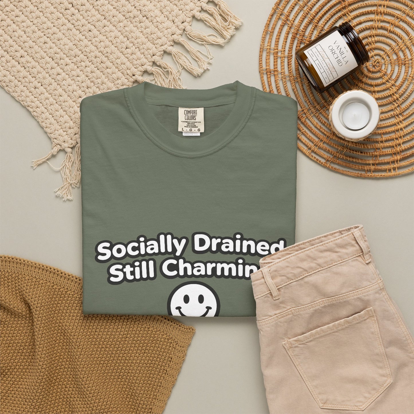T-Shirt -Socially Drained, Still Charming