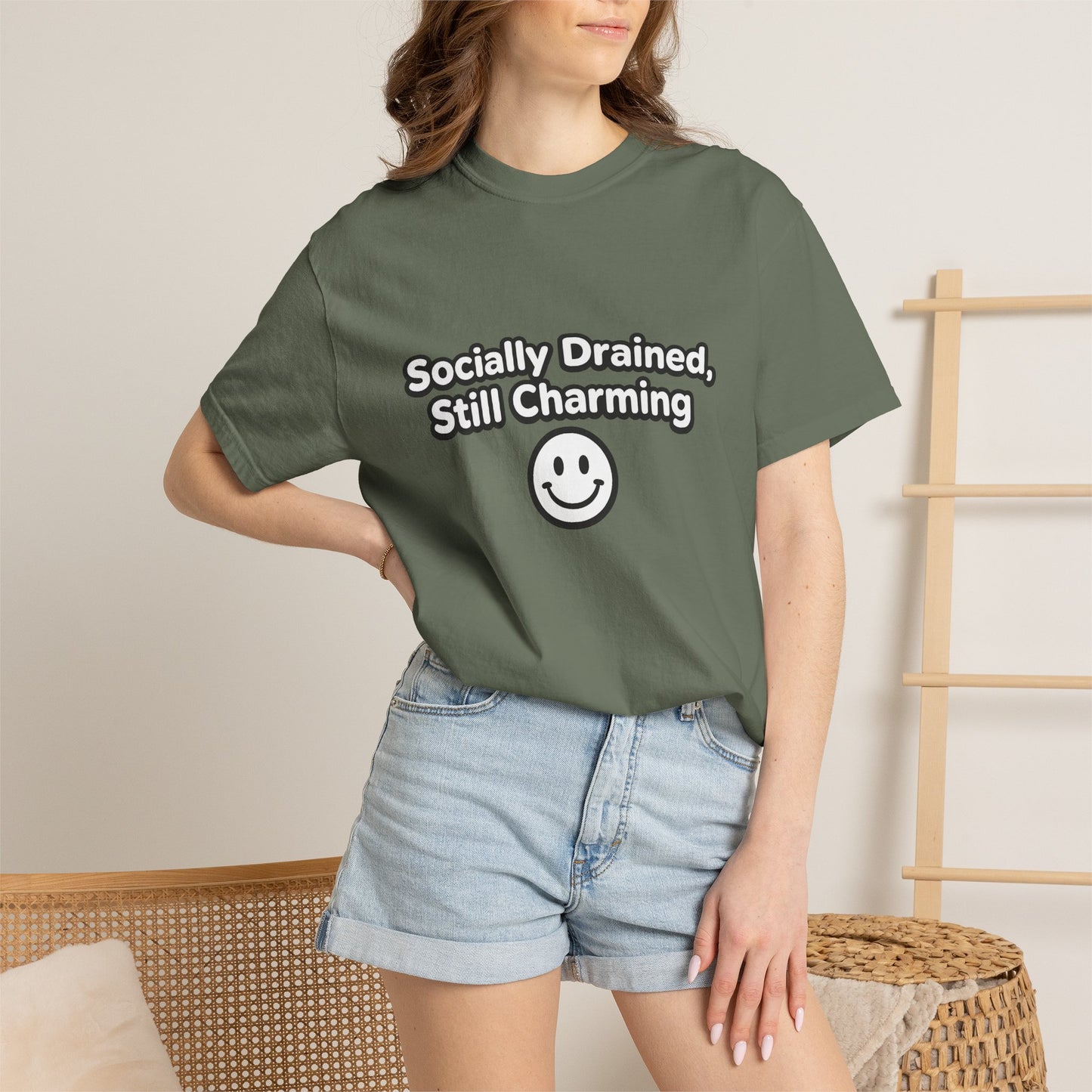 T-Shirt -Socially Drained, Still Charming