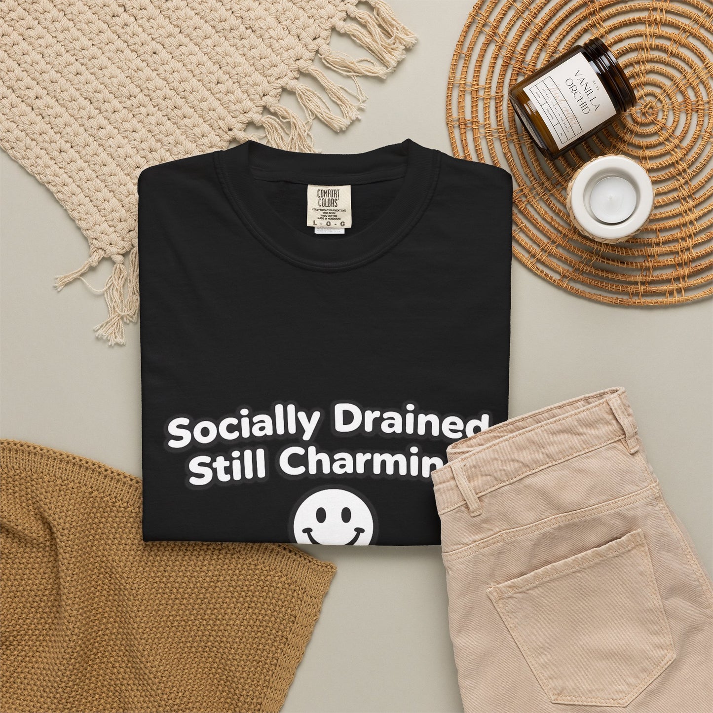 T-Shirt -Socially Drained, Still Charming